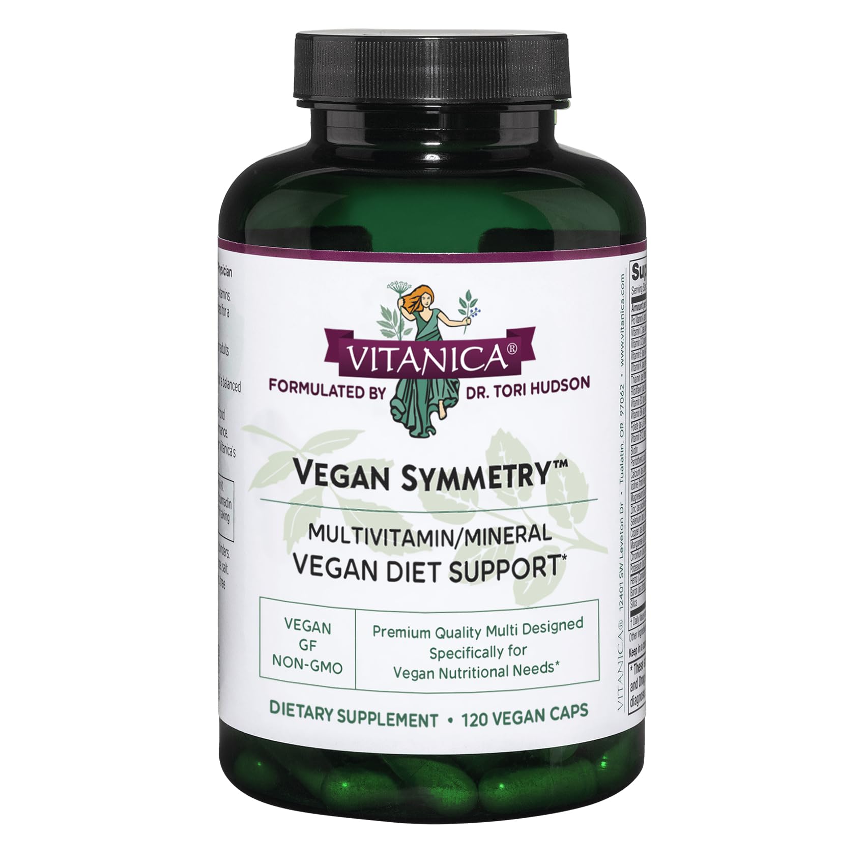 Vitanica Vegan Symmetry bottle front for daily wellness routine