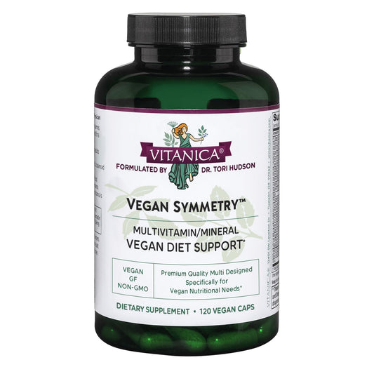 Vitanica Vegan Symmetry bottle front for daily wellness routine
