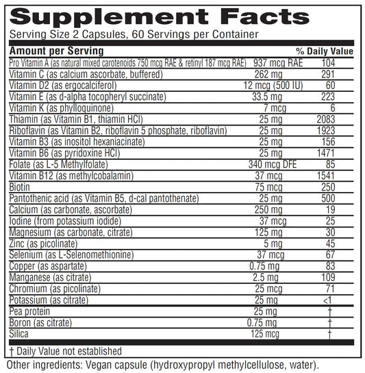 Vitanica Vegan Symmetry bottle label shows vegan non-GMO details