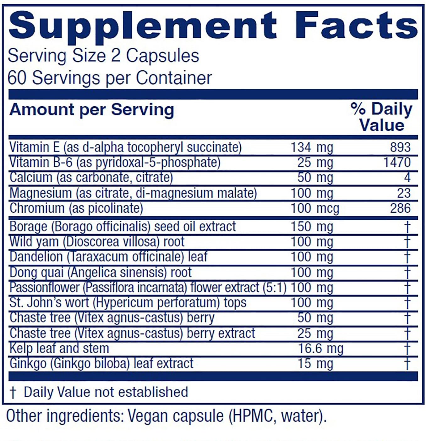 Vitanica Phase I capsules close-up highlights vegan PMS relief potential.
