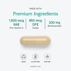 Vitanica Women's Symmetry label details indicate vegetarian-friendly nutrients.