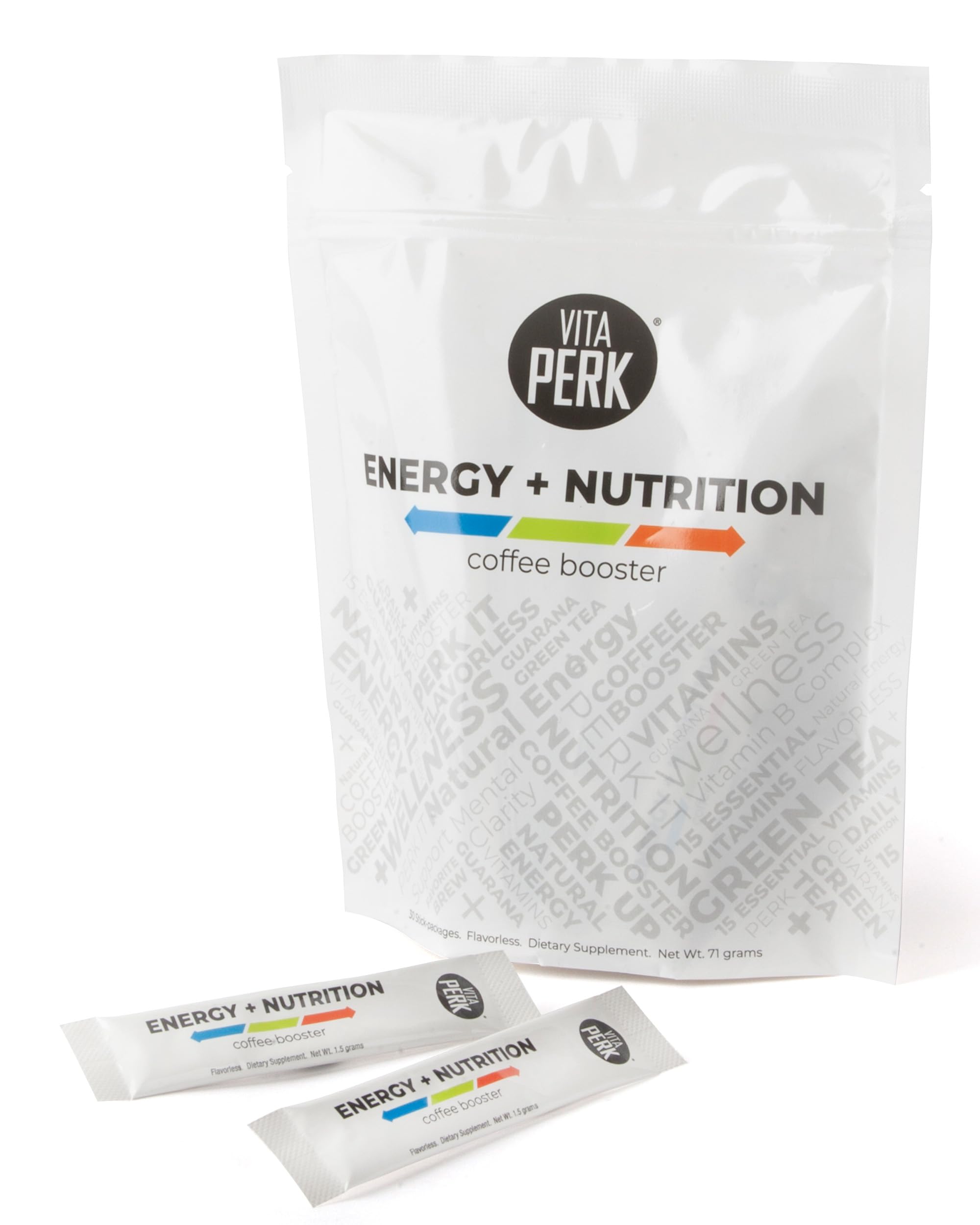 VitaPerk Energy 30-count bottle on shelf highlights daily vitality.