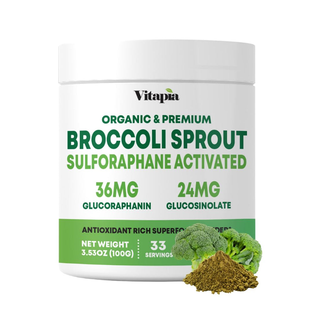 Vitapia broccoli sprout powder in tub for daily antioxidant support
