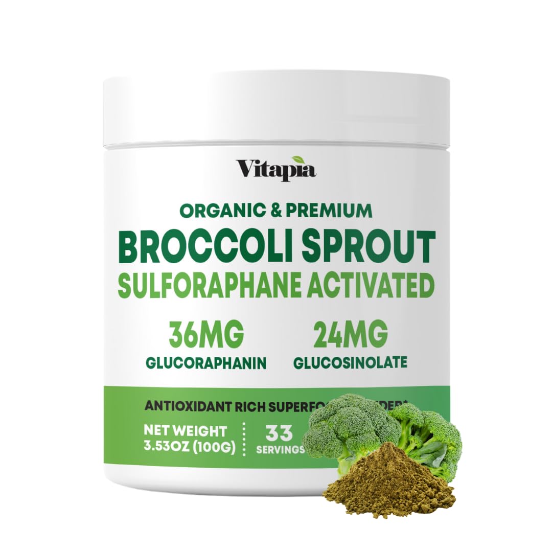 Vitapia broccoli sprout powder in tub for daily antioxidant support