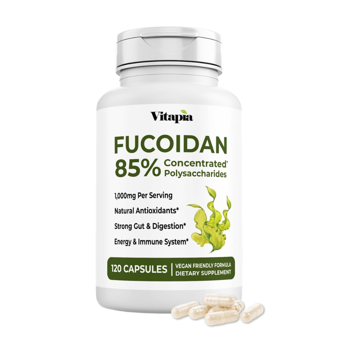 Vitapia fucoidan 85-percent bottle with capsules for immune support.