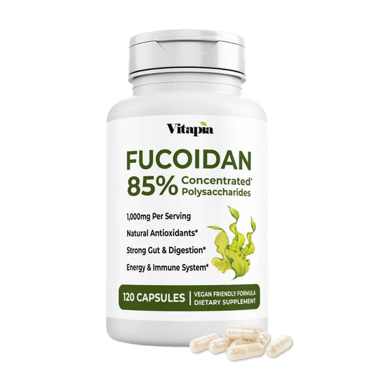 Vitapia fucoidan 85-percent bottle with capsules for immune support.