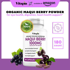 Vitapia Maqui Berry bottle front view highlighting vegan, gluten-free formula.