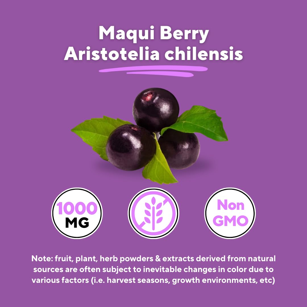 Vitapia Maqui Berry capsules arranged on a clean desk top.
