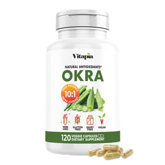 Vitapia Okra Extract bottle and capsules for antioxidant support
