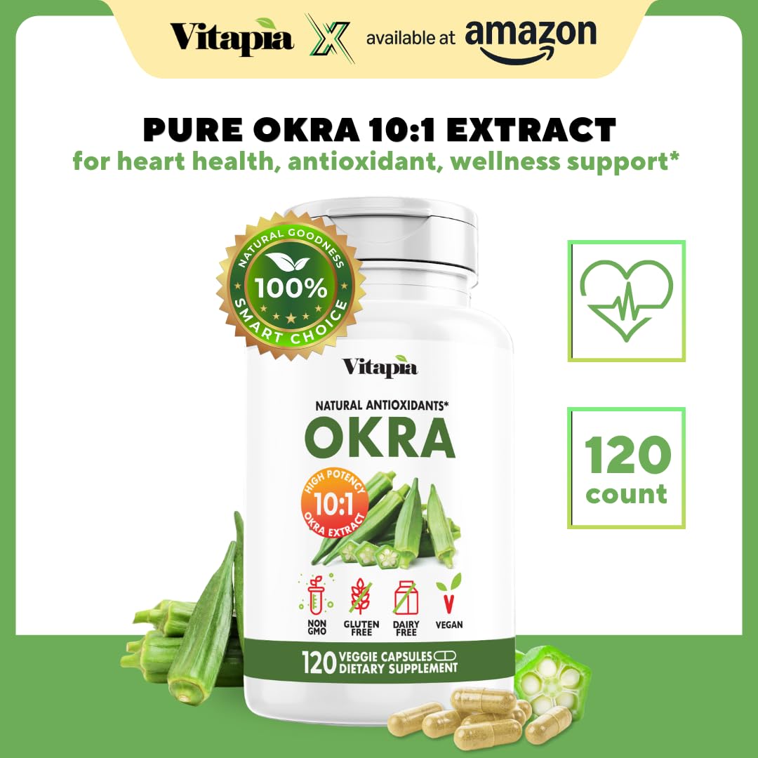 Close-up of Vitapia Okra Extract capsules for daily use