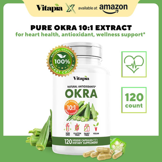 Close-up of Vitapia Okra Extract capsules for daily use