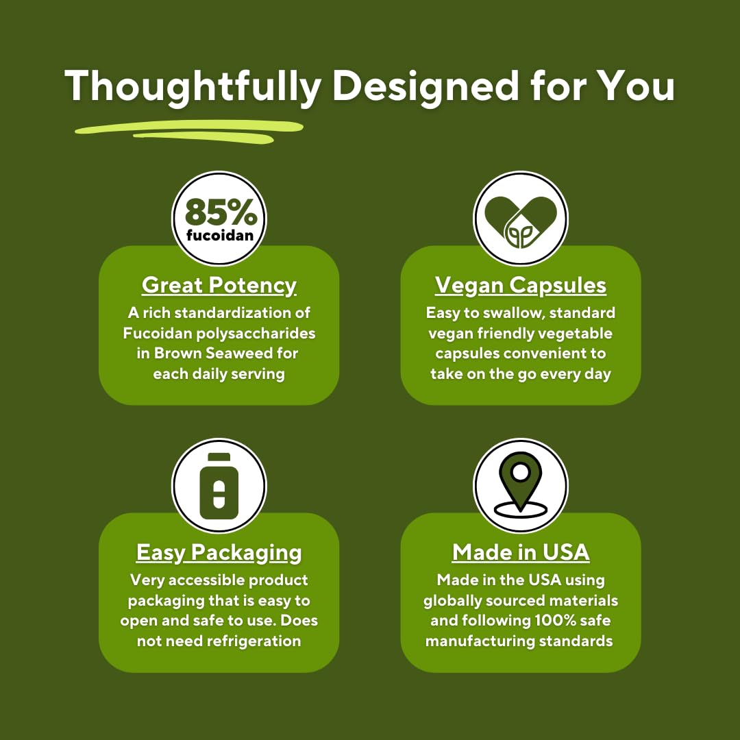 Size-0 veggie capsules from Vitapia fucoidan for easy swallowing.