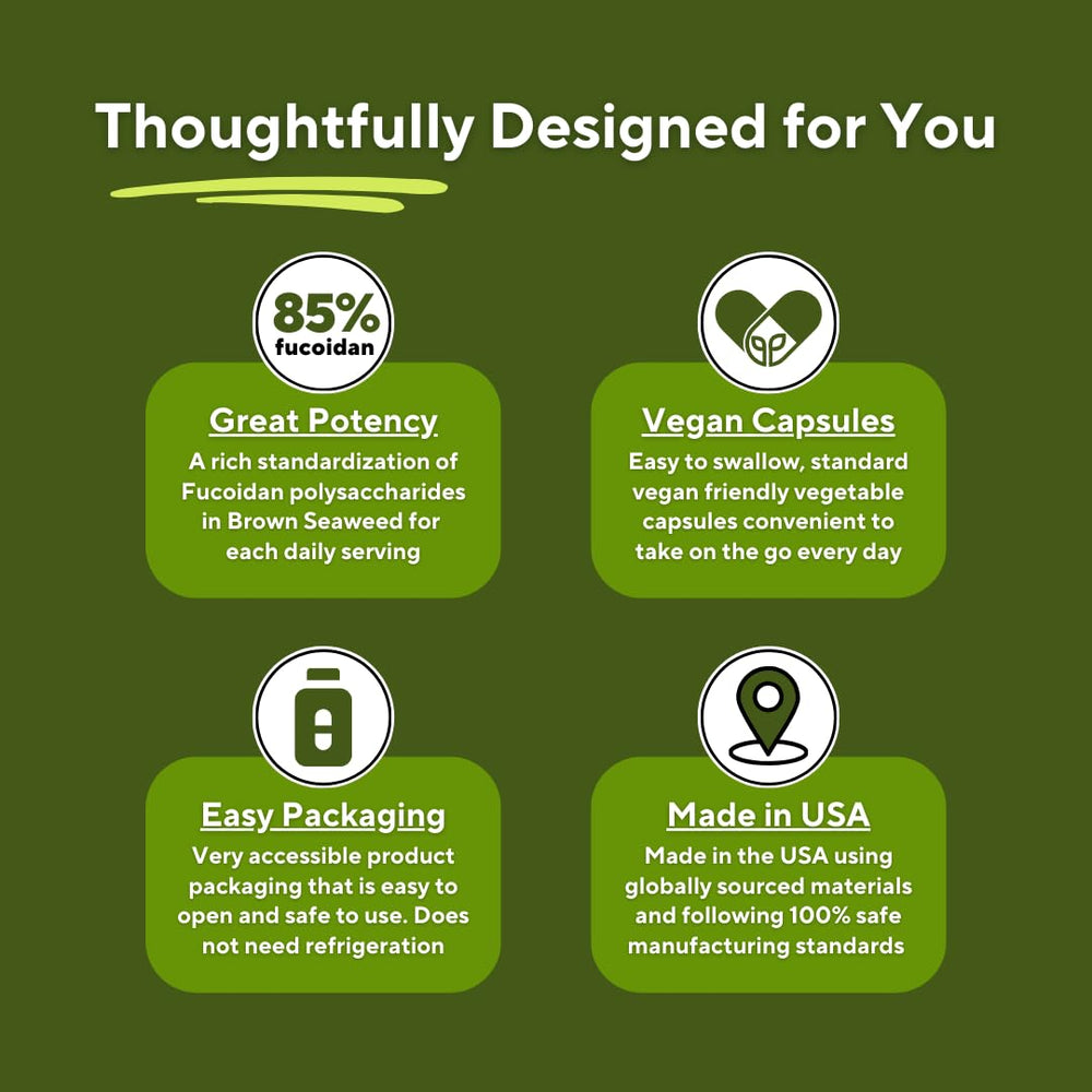 Size-0 veggie capsules from Vitapia fucoidan for easy swallowing.