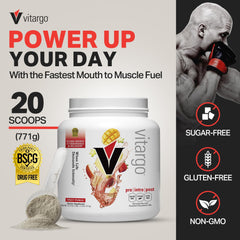 Vitargo powder being poured into a cup for intra-workout fueling