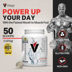 Vitargo powder scoop dispensing for quick intra-workout fueling.