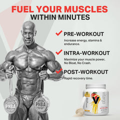 Vitargo Mango pre-workout stack alongside BCAAs for sustained energy.