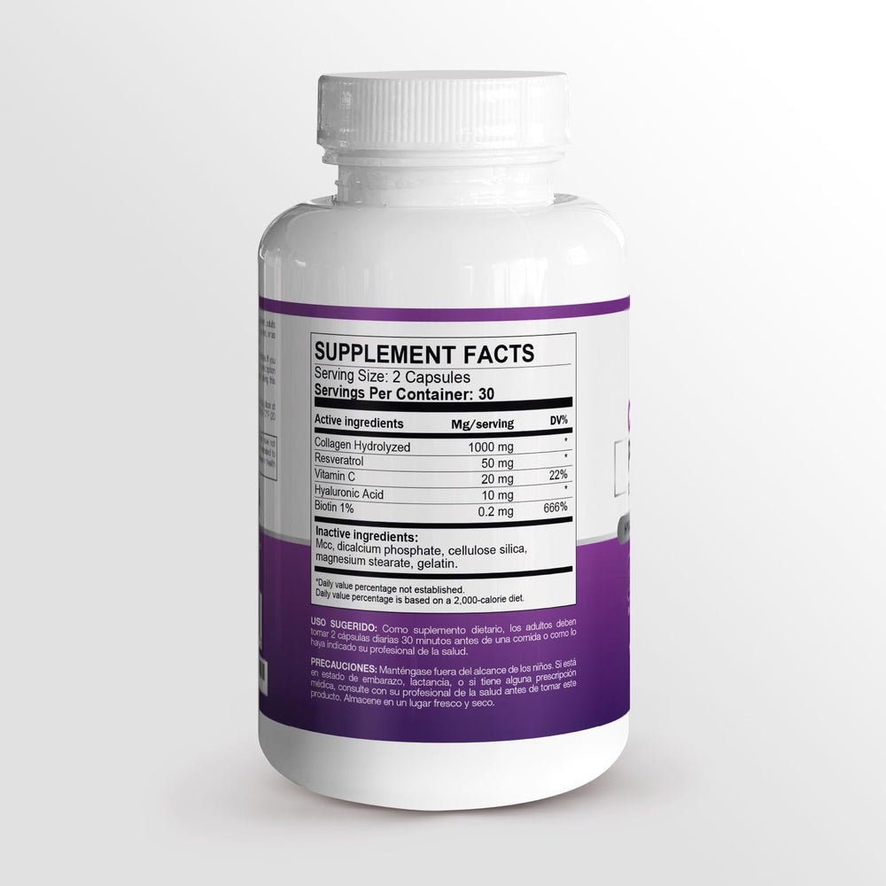 Close-up of VITASEI collagen capsules highlighting the blend for hair and skin