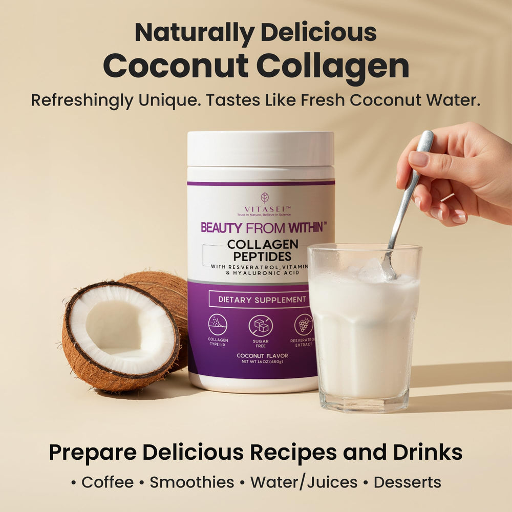 Vitasei collagen powder dissolves smoothly in coffee with no clumps.