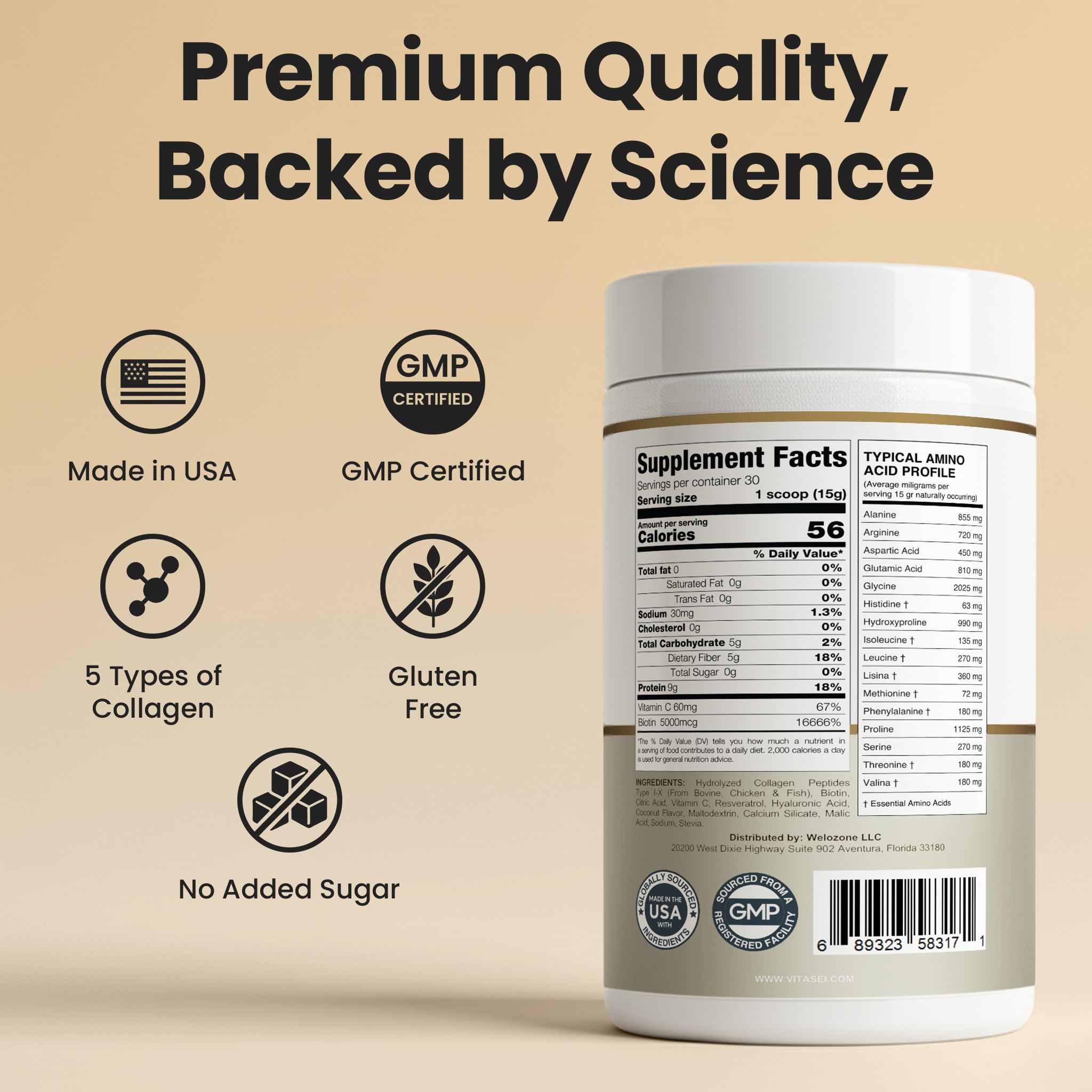 Vitasei collagen powder in smoothie offers easy daily addition.