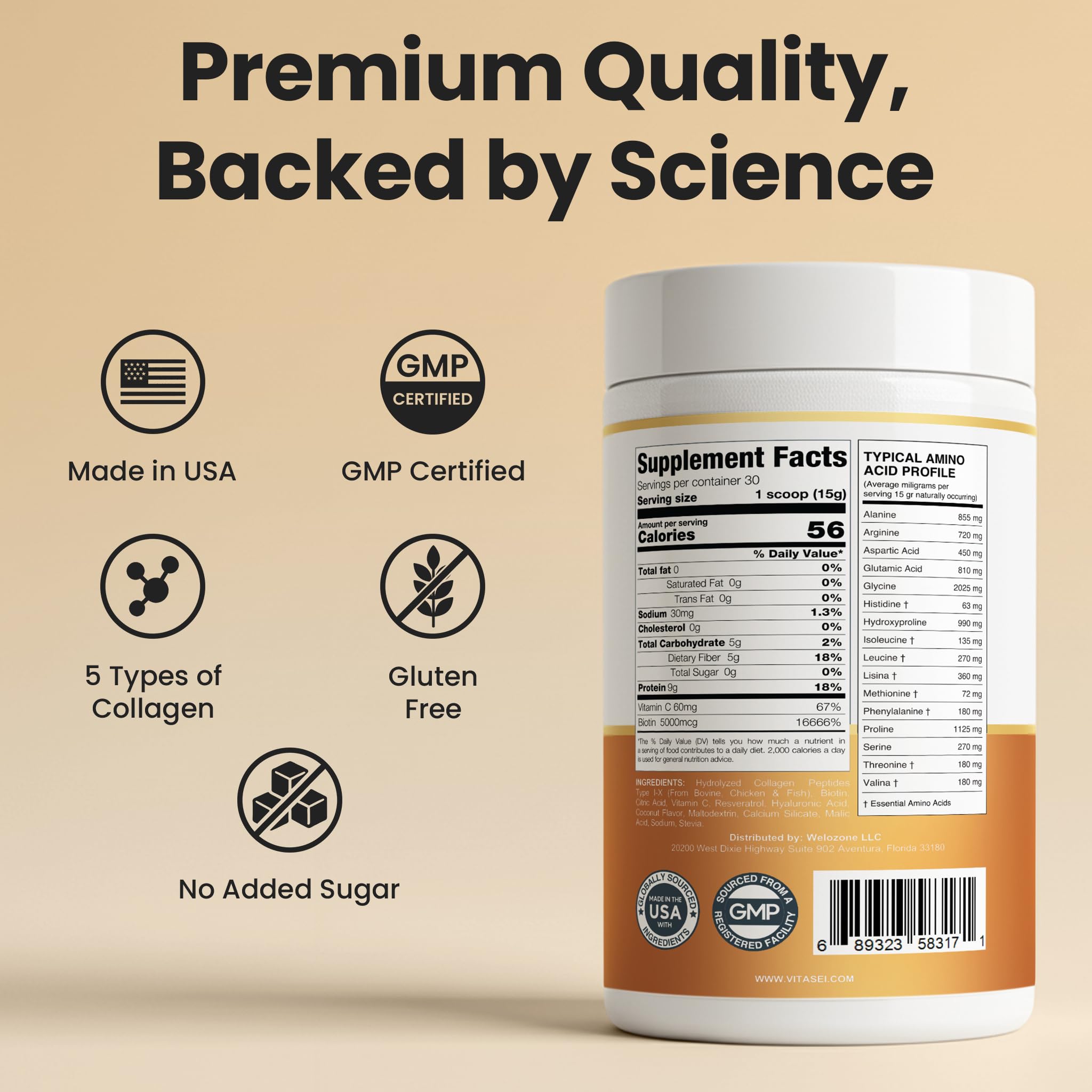 Vitasei collagen in a glass — ready to support daily beauty and mobility.