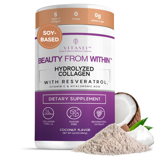 VITASEI hydrolyzed collagen packaging highlights premium beauty and joint support.