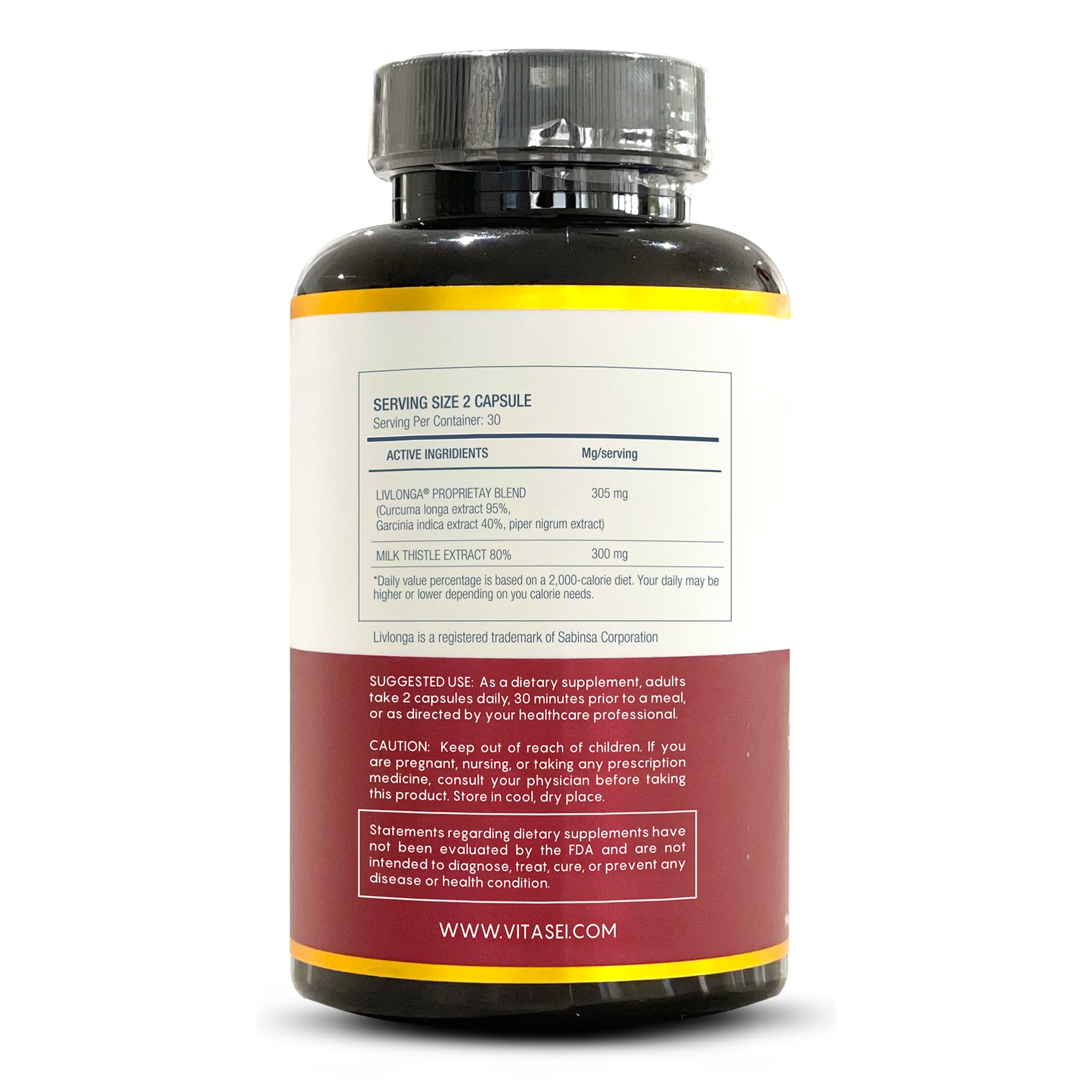 VITASEI Liver Cleanse bottle label with ingredients for liver support