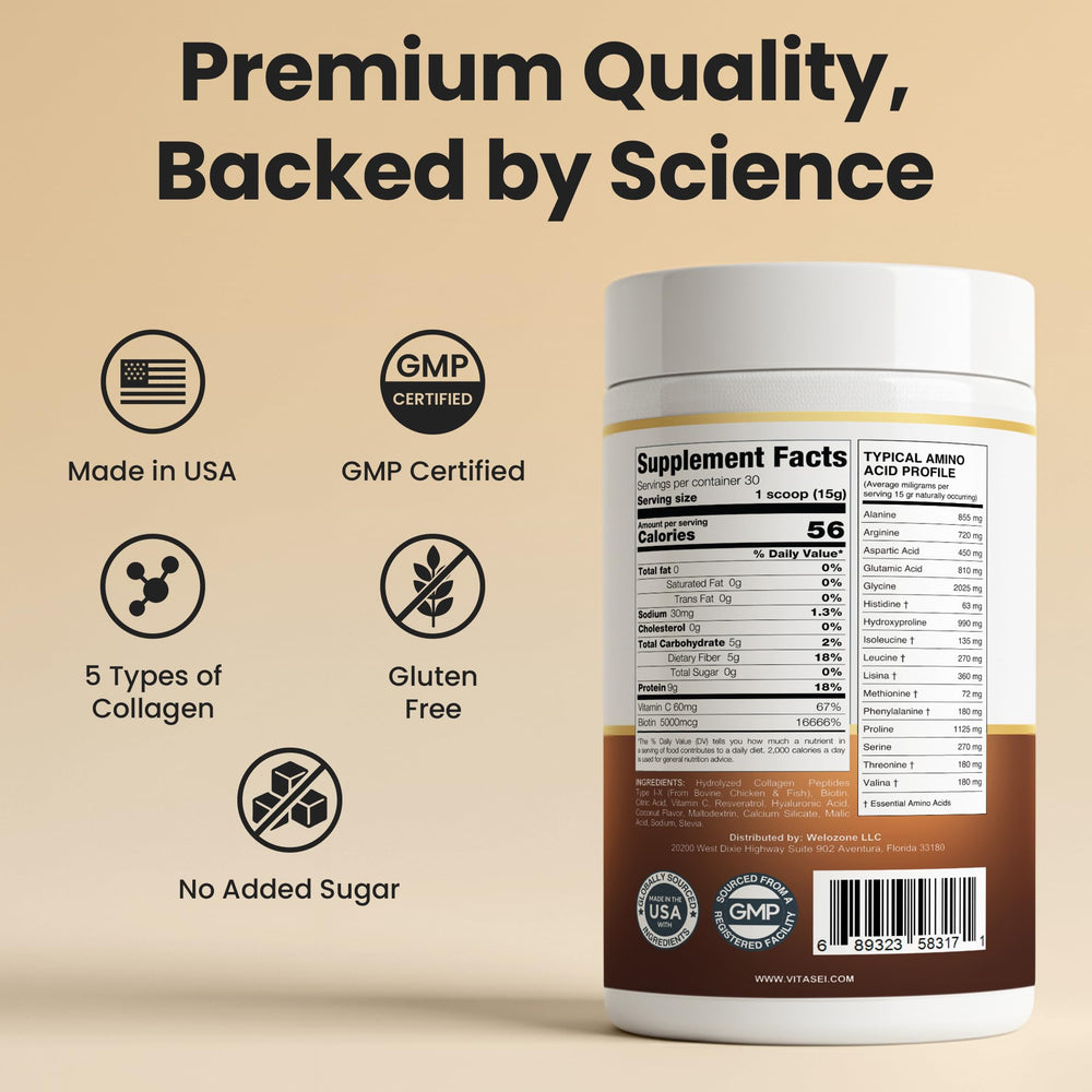Close-up of Vitasei ingredients including resveratrol and vitamin C.