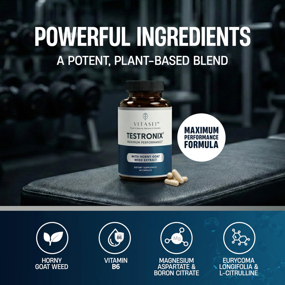 Herbal ingredients visual with bottle signaling plant-based support.