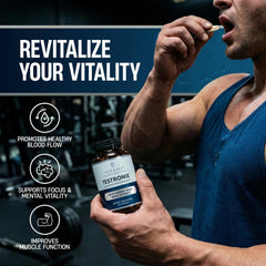 Front label of VITASEI Testronix highlighting ingredients for wellness.