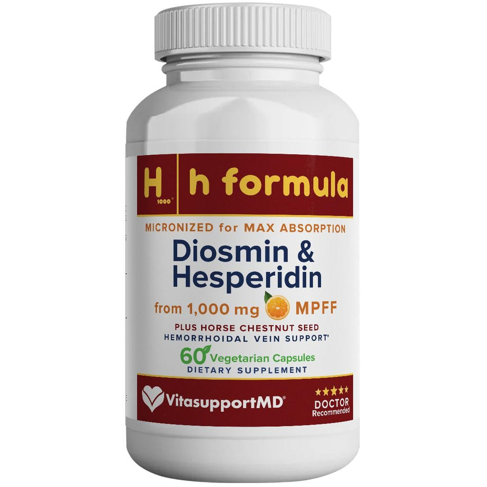 VITASUPPORTMD H Formula bottle with capsules for vascular support and daily comfort.