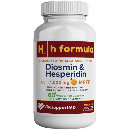 VITASUPPORTMD H Formula bottle with capsules for vascular support and daily comfort.