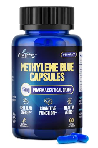 Vitatims Methylene Blue capsules in bottle showing vegan daily wellness support