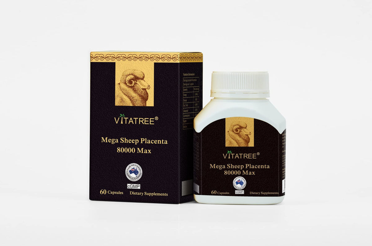 VitaTree Mega Sheep Placenta 80000 Max bottle for daily wellness and immune support