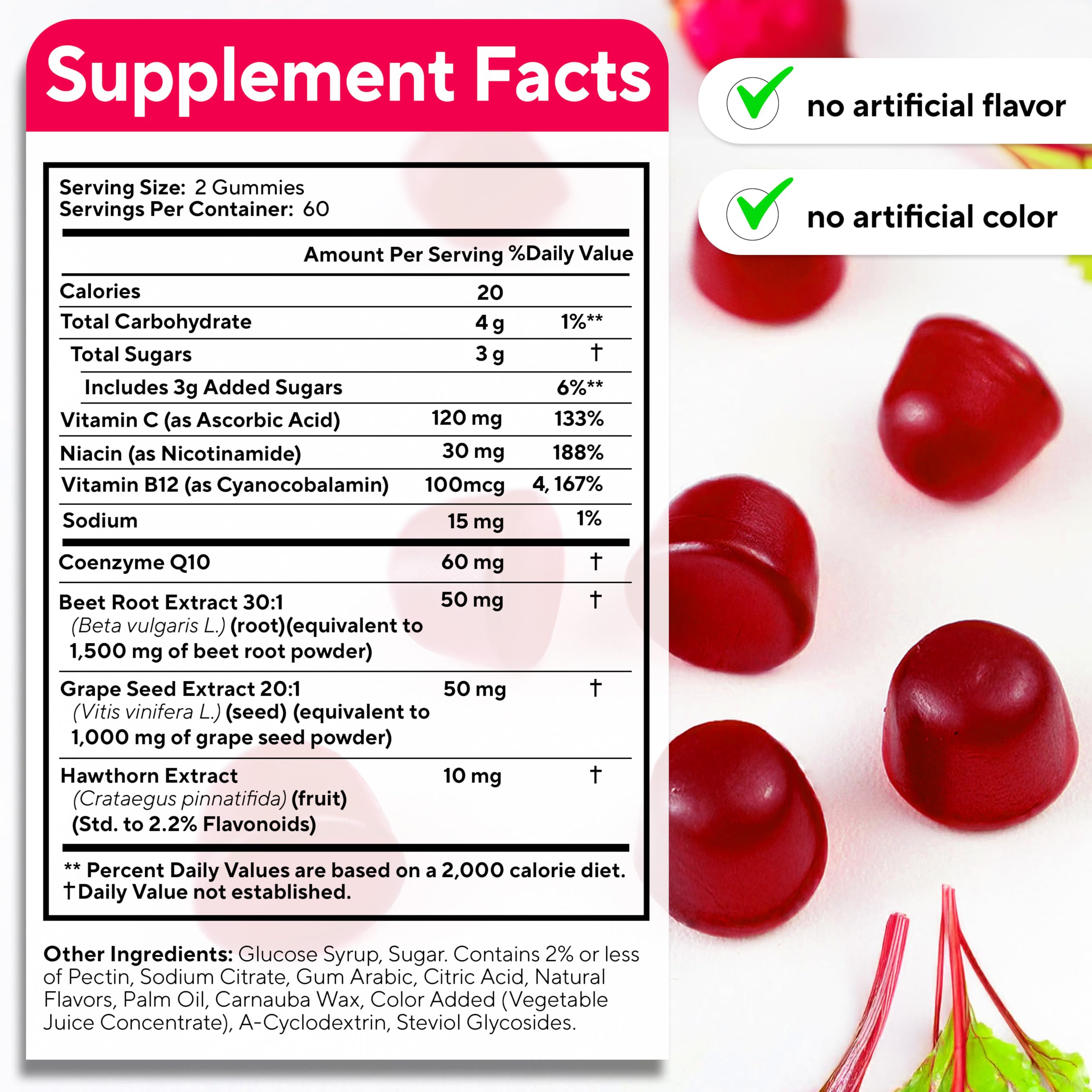 VitaUp Beet Root Gummies mix of gummies on a white background for easy daily chew.