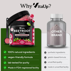 VitaUp Beet Root Powder daily routine glass shows easy addition to daily health.
