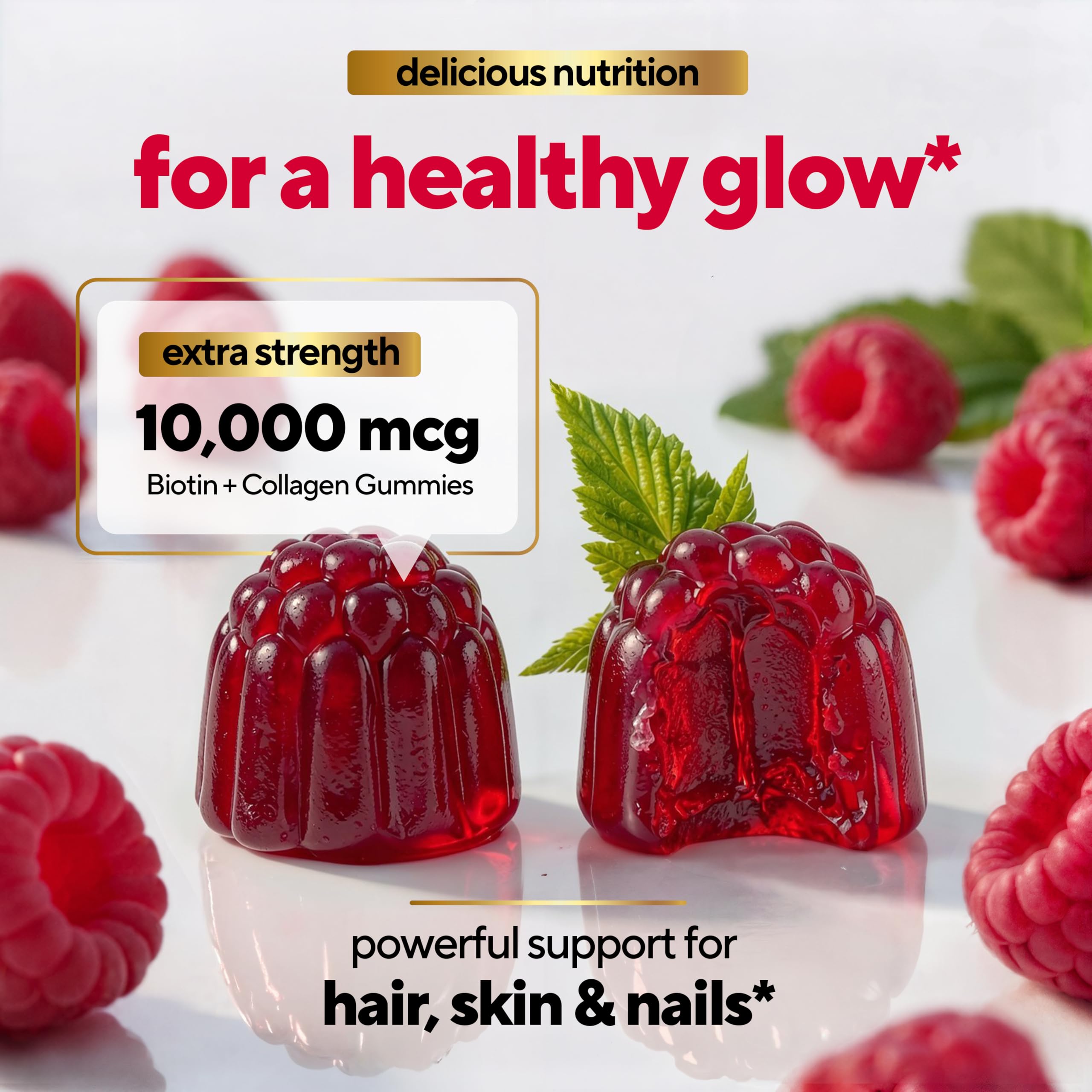 VitaUp Biotin Gummies illustrate hair and nails support with each serving.