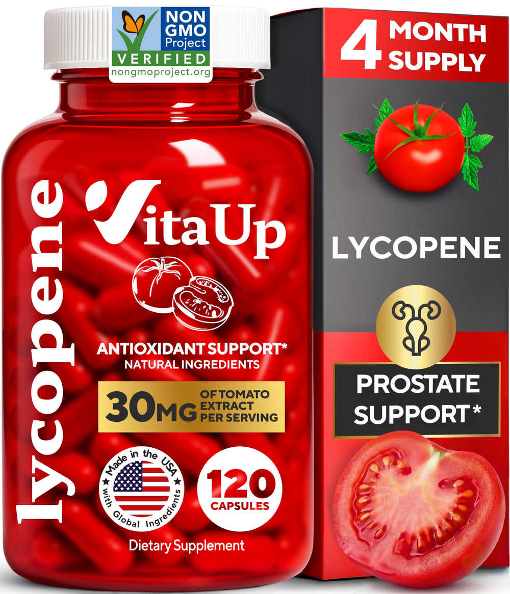 VitaUp lycopene tomato powder extract close-up highlighting antioxidant support.