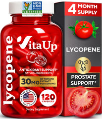 VitaUp lycopene tomato powder extract close-up highlighting antioxidant support.