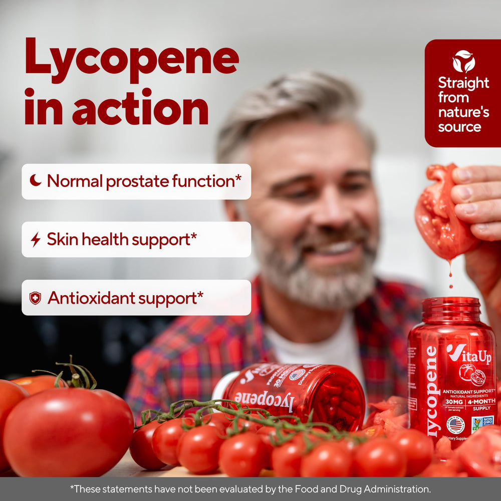 VitaUp skin-support lycopene image focusing on skin maintenance.