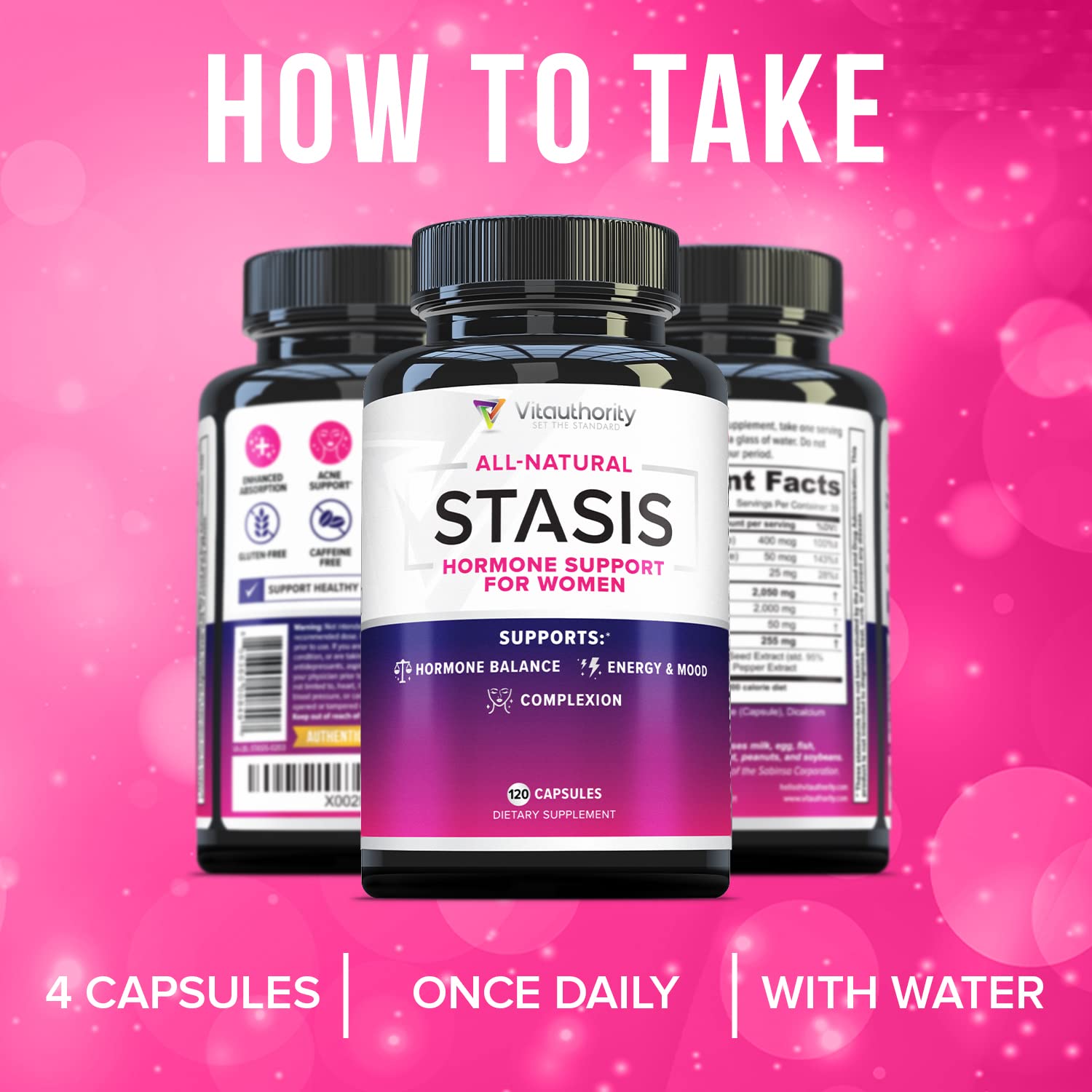 Vitauthority brand packaging front highlighting science-based women's health formula