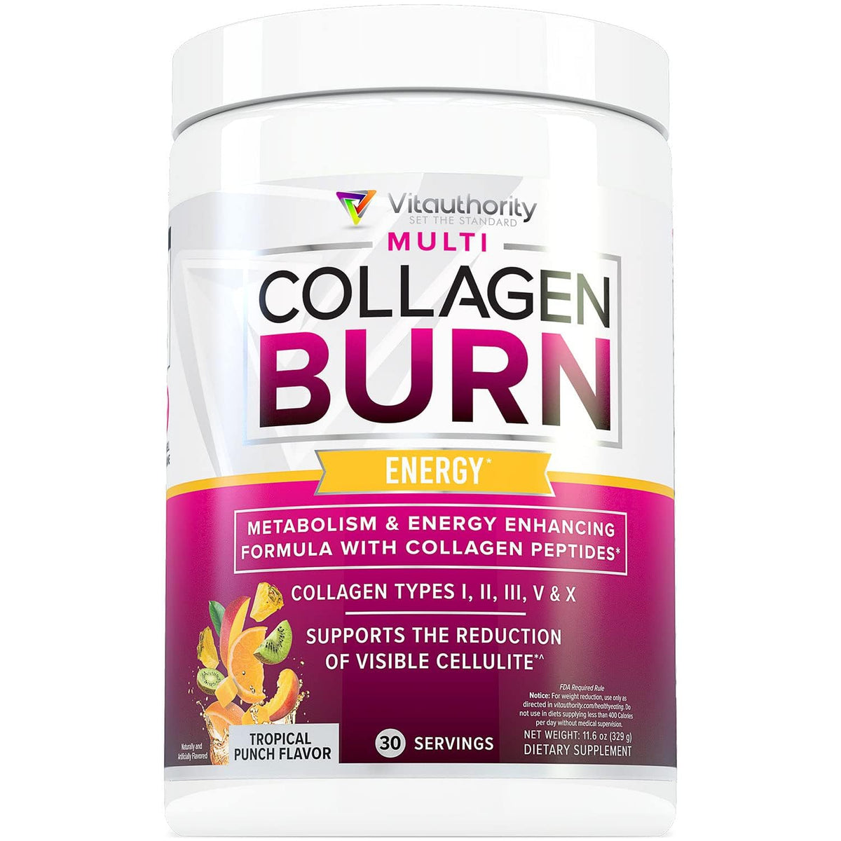 Vitauthority Multi Collagen Burn bottle shown for daily use and routine