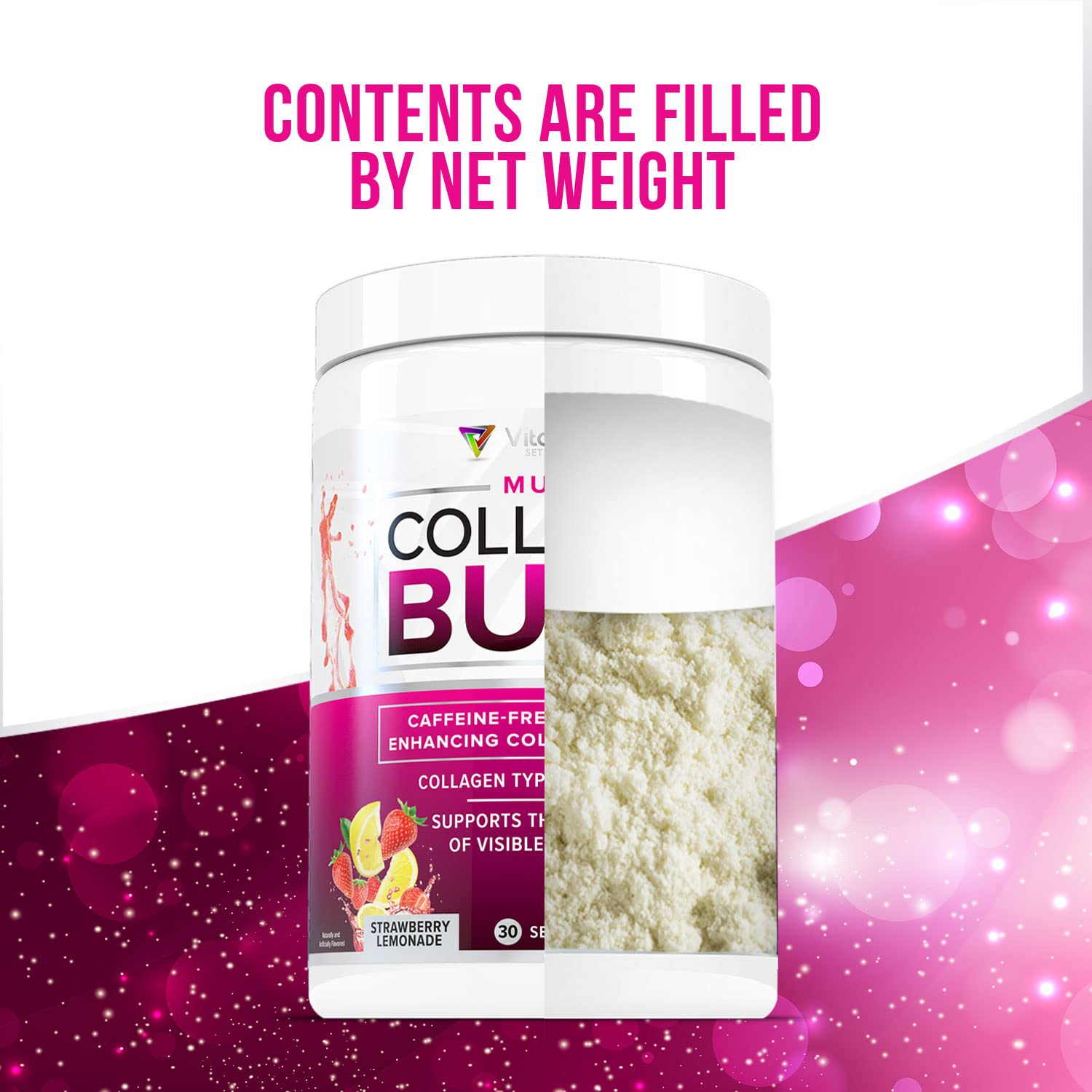 Powder close-up of Vitauthority Multi Collagen Burn for easy mixing