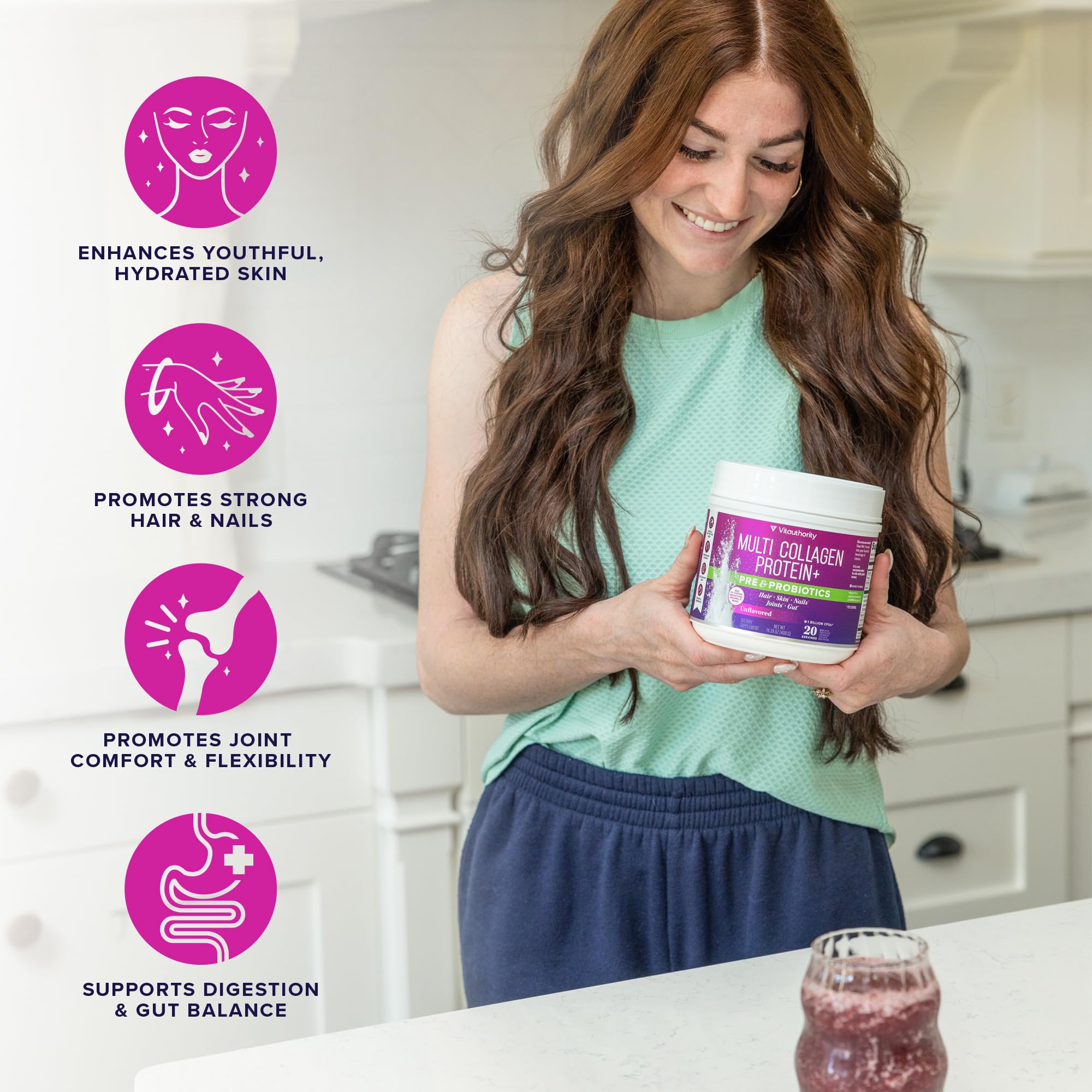 Vitauthority collagen powder dissolves in coffee for a smooth, flavorless boost