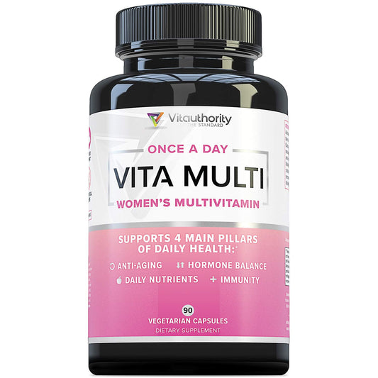 Vitauthority Women’s Daily Multivitamin bottle displays complete daily formula