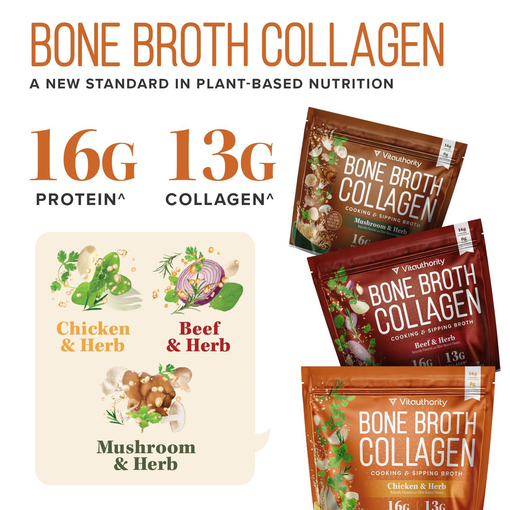 Soup or stew boost with Vitauthority bone broth collagen helps daily wellness