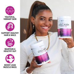 Vitauthority Strawberry flavored collagen powder scoop demonstrates convenient daily use.