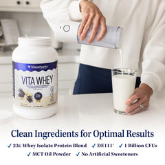 Vitauthority Vita Whey Women Salted Caramel shake shows smooth texture