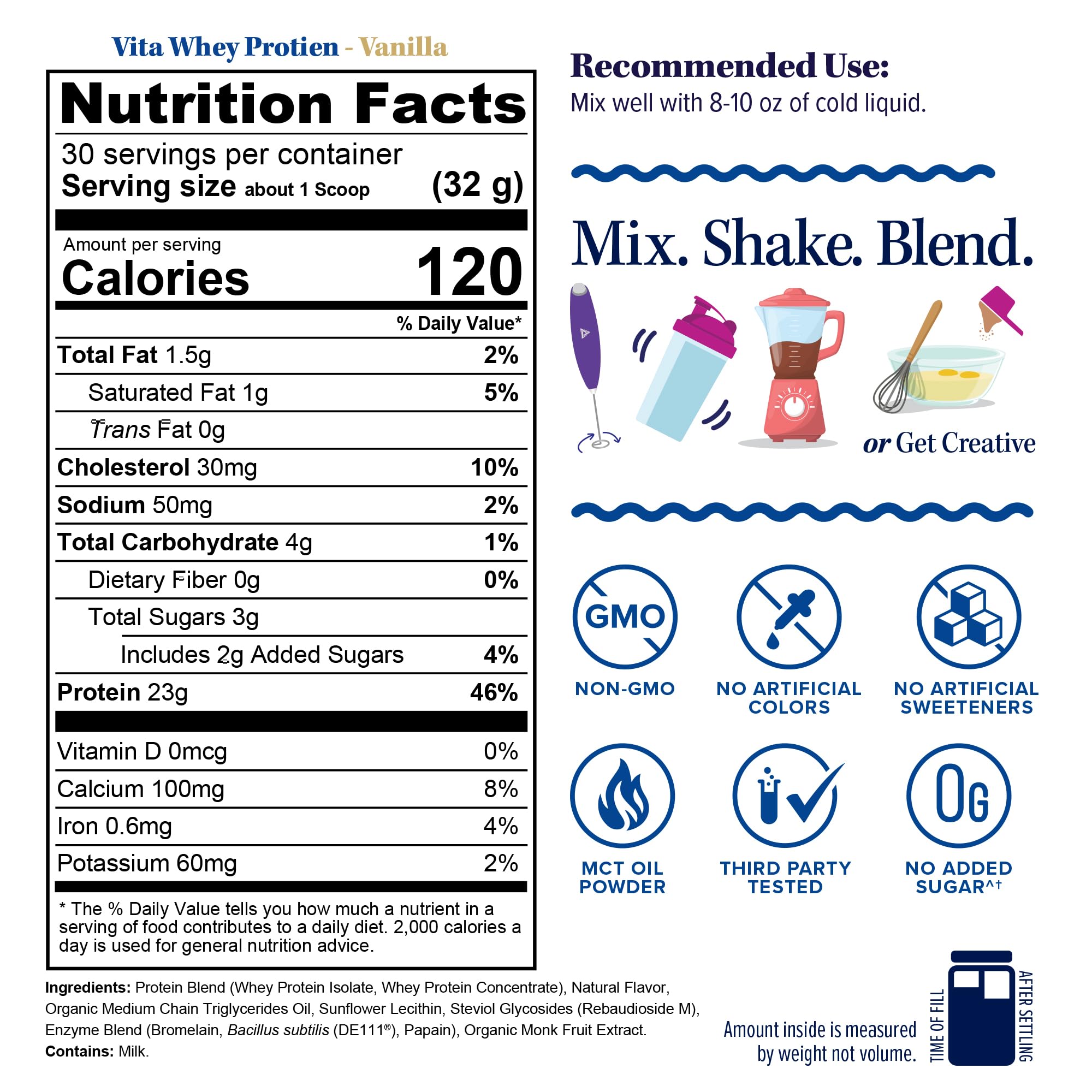 Vitauthority Whey Protein smoothie-friendly image emphasizes easy mixing