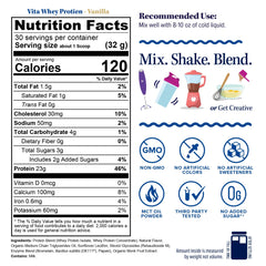 Vitauthority Whey Protein smoothie-friendly image emphasizes easy mixing