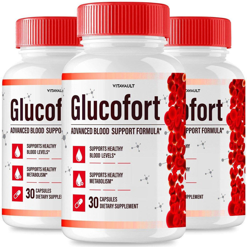 Vitavault Glucofort 3-pack bottles ready for daily blood support routine.
